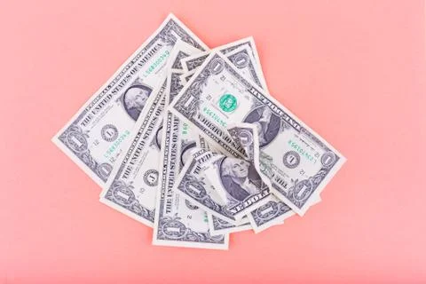 One dollar against the color of the year. Place for an inscription. Stock Photos