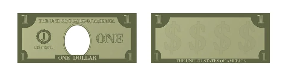 One dollar banknote template. US fake cash note. Stock Illustration