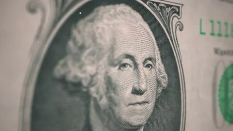 A One dollar bill banknote focus president George Washington motion graphic Video stock 155302473