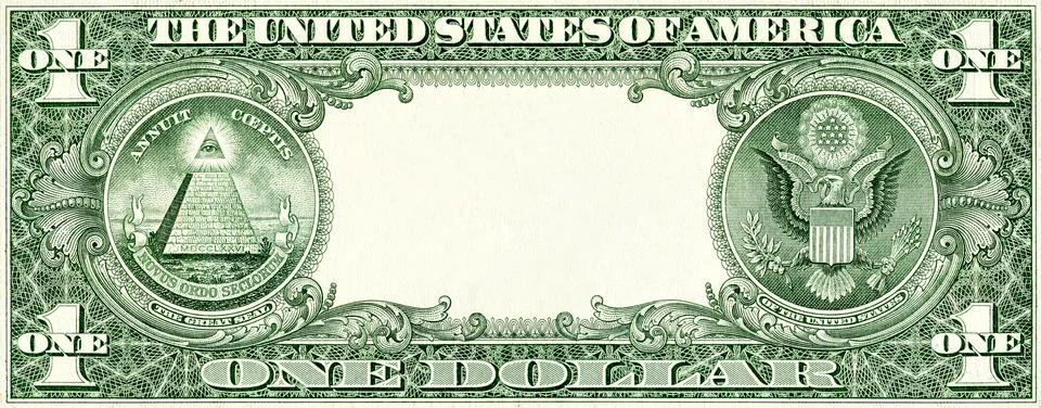 One dollar bill with empty middle area Stock Photos