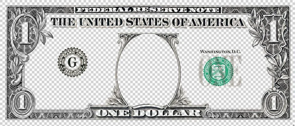 One dollar bill frame with empty center for creative overlay. Ilustración de archivo
