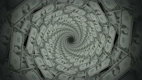 One Dollar Bill Spiral 3D Tunnel Background Looped Animation Stock-Footage 135977043