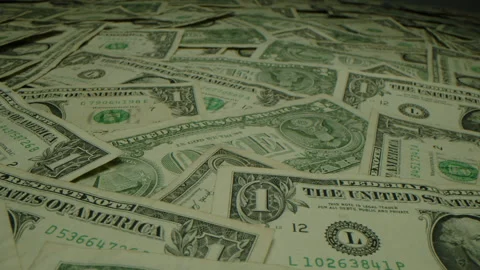 One Dollar Bills on table dolly Stock Footage 255065085