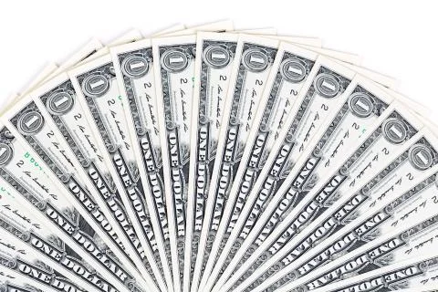 One dollar bills on a white background Illustrazione stock