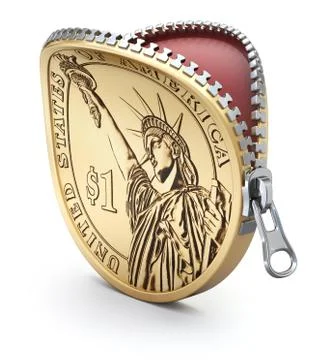 One Dollar coin with zipper Stock Illustration