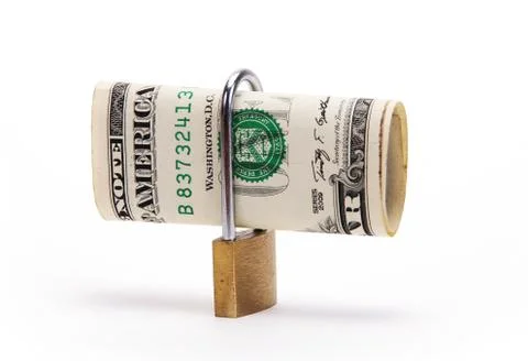 One dollar with a padlock Stock Photos