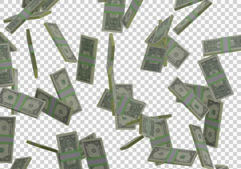 One dollar stack of money, 3D render, illustration, Dollar Bills isolated on Stock Illustration