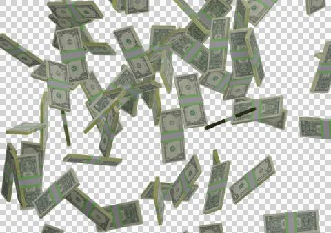 One dollar stack of money, 3D render, illustration, Dollar Bills isolated on Illustrazione stock