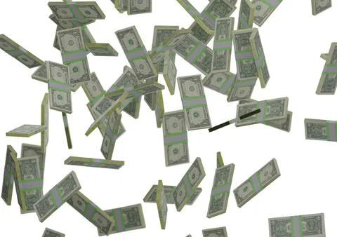 One dollar stack of money, 3D render, illustration, Dollar Bills isolated on Stock Illustration