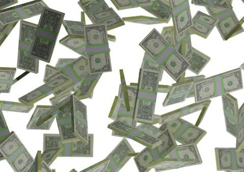 One dollar stack of money, 3D render, illustration, Dollar Bills isolated on イラスト素材