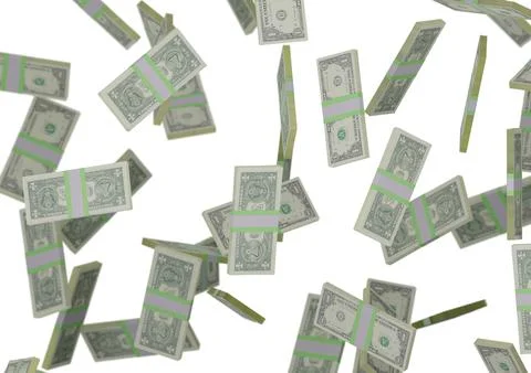 One dollar stack of money, 3D render, illustration, Dollar Bills isolated on イラスト素材