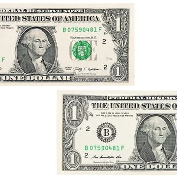 One dollars isolated on white background Stock Photos