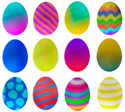 One dozen eggs decorated for Easter Stock Illustration