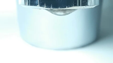 One drop from the tap. Close-up view Stock Footage 101276077