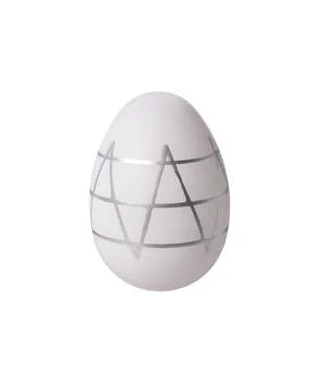 One Easter egg with stylish pattern isolated on white Stock Photos