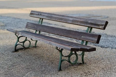 One empty bench closeup Stock Photos