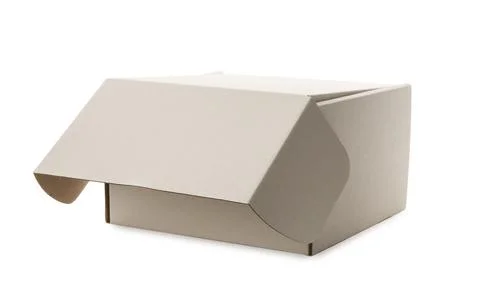 One empty cardboard box isolated on white. Mockup for design 库存照片