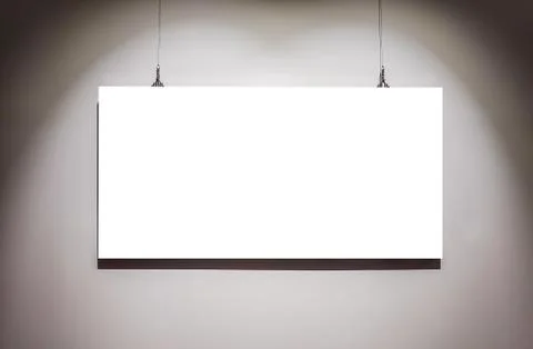 One empty frames on wall in art gallery museum white isolated clipping path Stock Photos