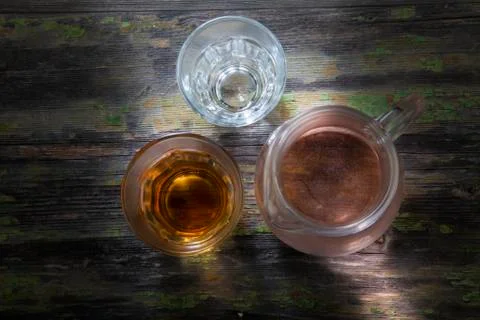 One Empty Glass of Drink on Table Stock Photos