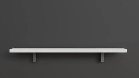 One empty white wall shelf on gray background for product placement, interi.. Stock Illustration