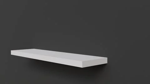 One empty white wall shelf on gray background for product placement, interi.. Stock Illustration