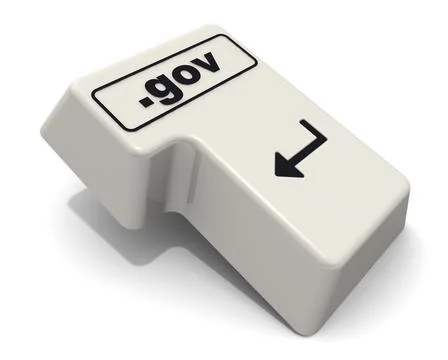 One enter key of keyboard labeled domain name .gov Stock Illustration