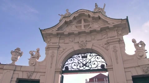 One of the entraces to Belvedere in Vienna Stock Footage 147277053