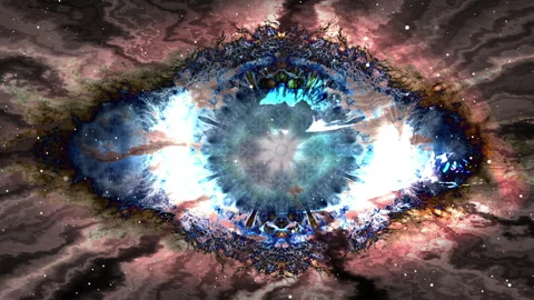 One Eye Animation with Abstract Cloud Effect Video stock 293535432
