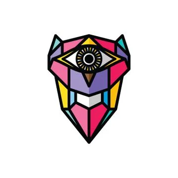 One eye owl logo logotype colorful theme vector イラスト素材