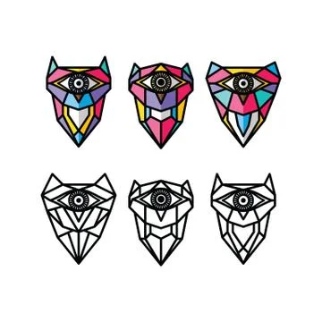 One eye owl logo logotype colorful theme vector Illustrazione stock