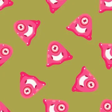 One-Eyed Alien Seamless Pattern 스톡 일러스트
