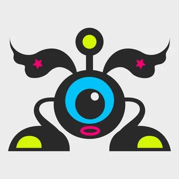 A one-eyed, eared monster. A funny and cute monster. Flat cartoon character.. Stock Illustration