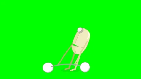 One-eyed robot doing weightlifting exercise with heavy dumbbells Stock Footage 285959788