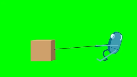 A one-eyed Shiite pulling a box with a rope or thread by force Stock Footage 285959723
