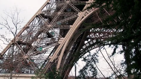 One of the feet of the Eiffel Tower in Paris, France Stock Footage 170467369