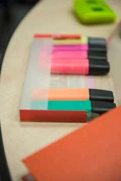 One felt tip pen missing from packet, Munich, Bavaria, Germany 스톡 사진