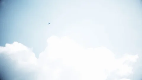 One fighter jets falls the blue sky. A general plan. Aerobatic figures. Airshow Stock Footage 124145720