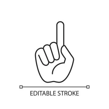 One finger pointing linear icon Stock Illustration