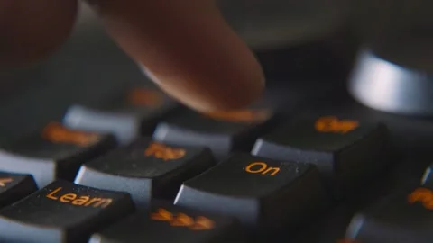 One finger press button on keyboard close up Stock Footage 234153611