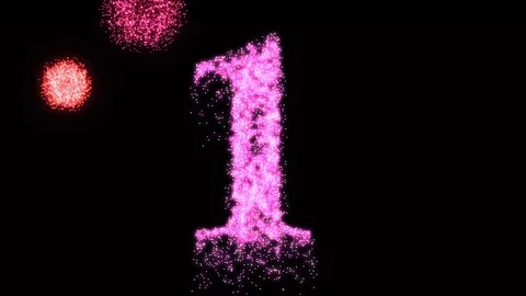 One firework concept number with pink glitter - animation footage Stock Footage 128755615