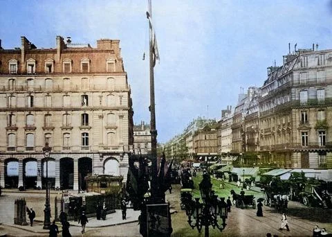 One of the first autotypes of the Rue Saint Lazare in Paris France 1884 Stock Illustration