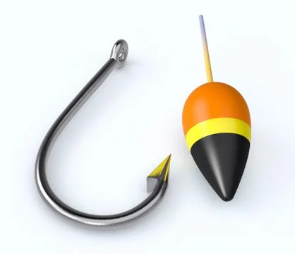 One fish hook with float Stock Illustration