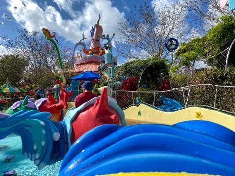The one fish, two fish, red fish, blue fish, Cat in the Hat ride at Universal Stock Photos