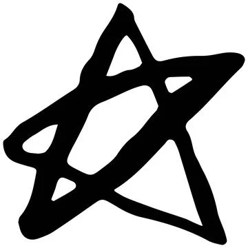 One five-pointed star or pentagram. Rough black vector doodle isolated Stock Illustration