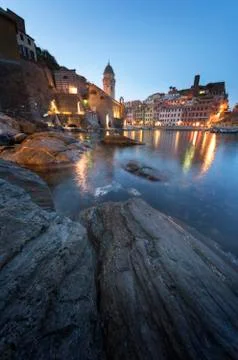 One of the five towns that make up the Cinque Terre region - Vernazza. Great  Stock Photos