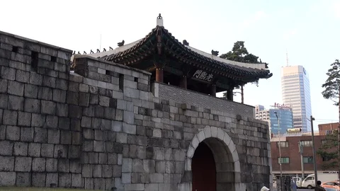One of the Four Small Gates in the historic fortress walls of Seoul, South Korea Stock Footage 106325123