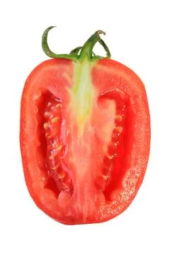 One fresh red tomato isolated on white Stock Photos