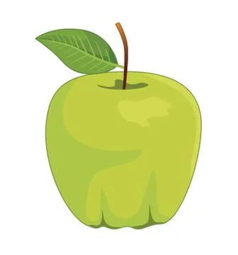 One full green apples Stock Illustration