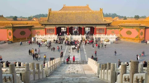 One of gates in the Forbidden City. Stock Footage 81571300