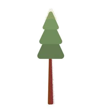 One geometric green pine tree illustration on white background Stock Illustration